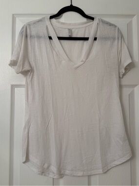 ZSupply White V-Neck Cut Out T-Shirt